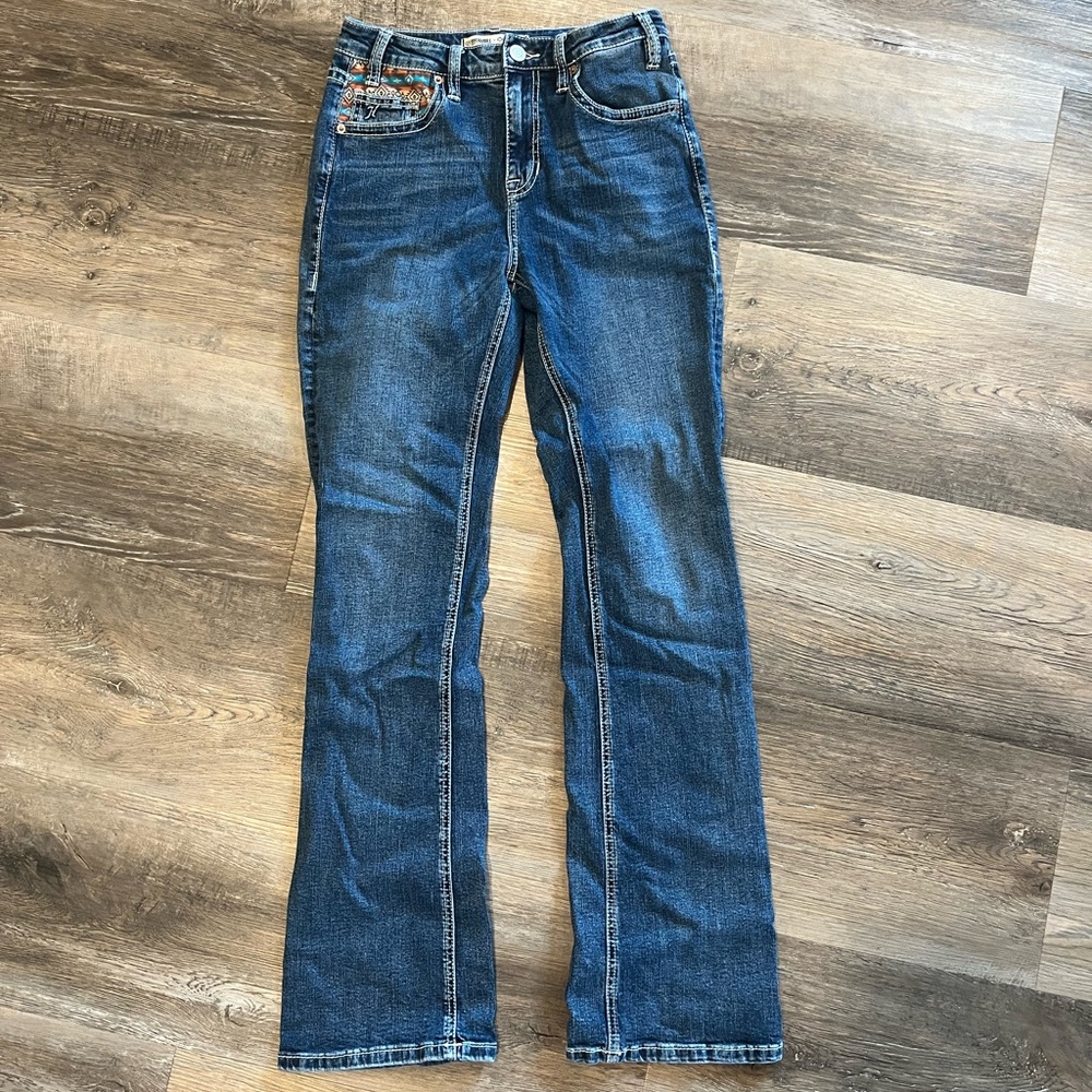 Rock and Roll Denim x Hooey Women's Dark Blue Boot Cut Jeans.